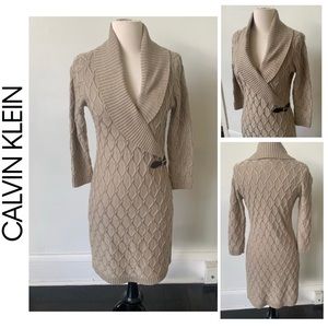 GUC Calvin Klein Diamond Cable Knit Sweater Dress